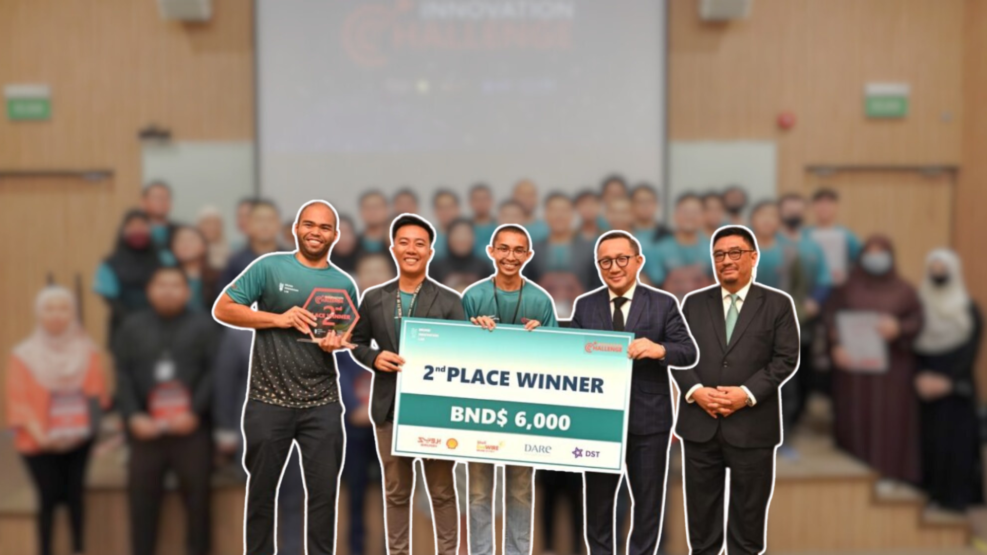 The everBetter team holding the BND$6,000 trophy at the BIL Innovate Challenge